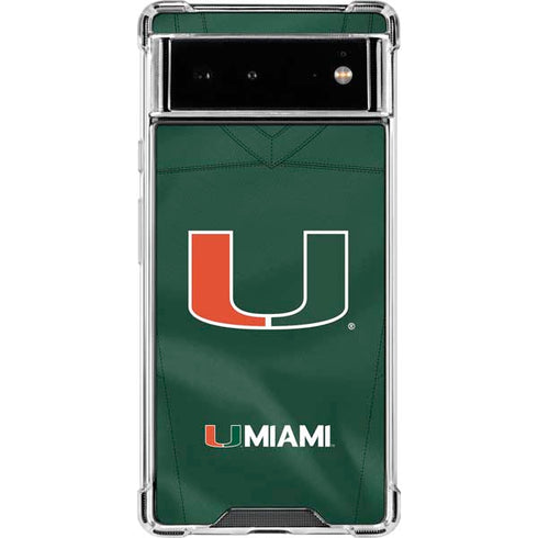 University of Miami Green Jersey Google Pixel 6 Clear Case